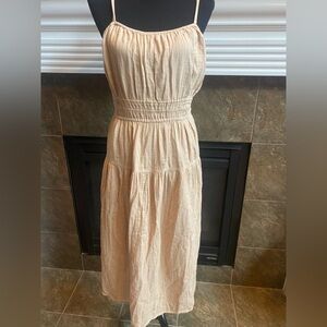 Old Navy Cream Midi Dress with Spaghetti Straps